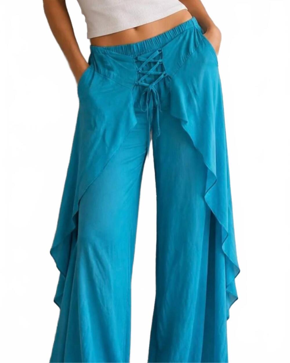 NEW ZURY orixa ruffle pant in blue